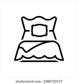 Vector black line icon for bedding