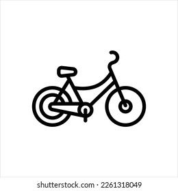 Vector black line icon for bicycle