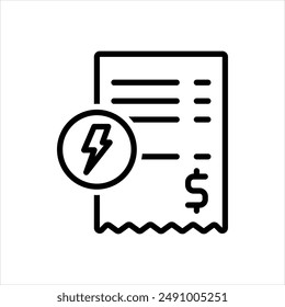 Icono de línea negra de Vector para factura