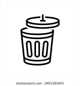 Vector black line icon for bin