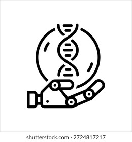Ícone de linha preta vetorial para inovações em bioengenharia