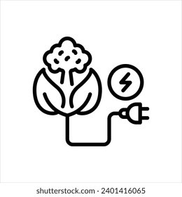 Vector black line icon for biomass