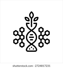 Vector black line icon for biotechnology advancements