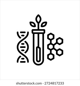 Vector black line icon for biotechnology advancements
