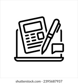 Vector black line icon for blog