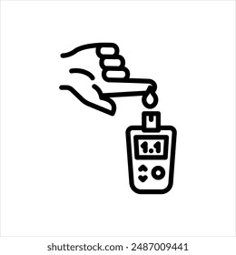 Vector black line icon for blood sugar level