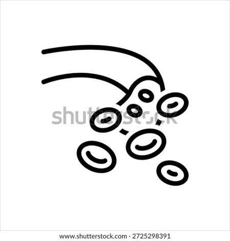 Vector black line icon for blood vessel 