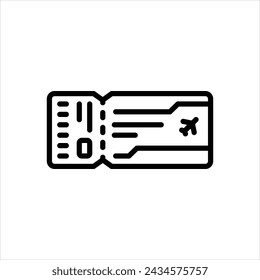 Icono de línea negra vectorial para tarjeta de embarque