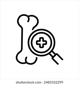 Vector black line icon for bone health
