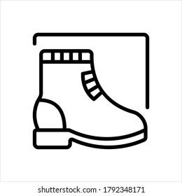 Vector black line icon for boot