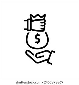 Vector black line icon for borrower