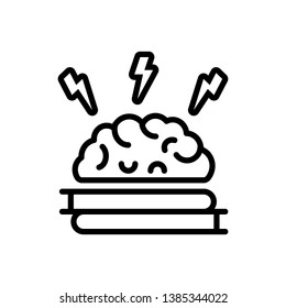 Vector black line icon for brain training
