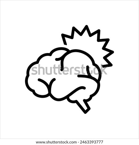 Vector black line icon for brain contusion