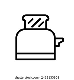 Vector black line icon bread toaster isolated on white background