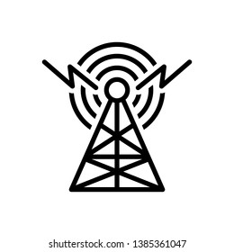 Vector black line icon for broadcast