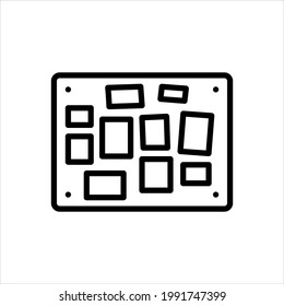 Vector black line icon for bulletin