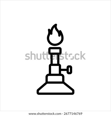 Vector black line icon for bunsen burner