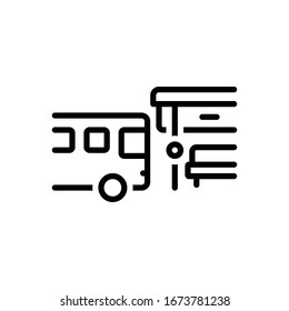Icono de línea negra del vector para parada de bus