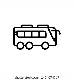 Vector black line icon for bus