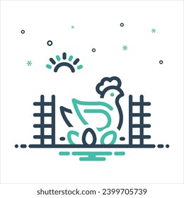 Vector black line icon for business farm