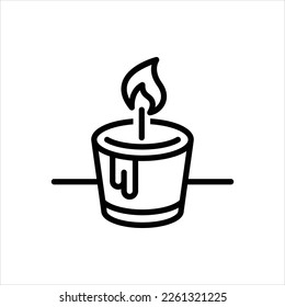Vector black line icon for candle
