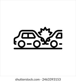 Icono de la línea negra del Vector para el accidente de coche