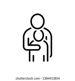 Vector black line icon for care