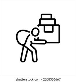 Vector black line icon for carry