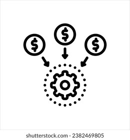 Icono de línea negra vectorial para flujo de efectivo