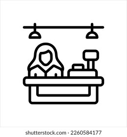 Vector black line icon for cashiers