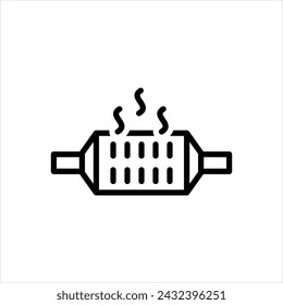 Vector black line icon for catalytic converters