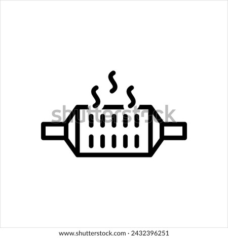 Vector black line icon for catalytic converters
