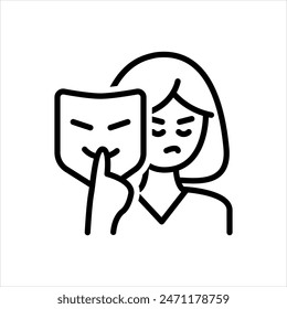 Vector black line icon for catfishing