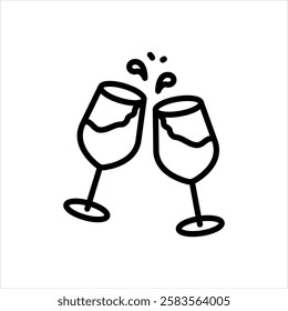 Vector black line icon for celebrate
