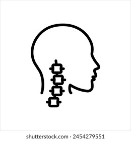 Vector black line icon for cervical