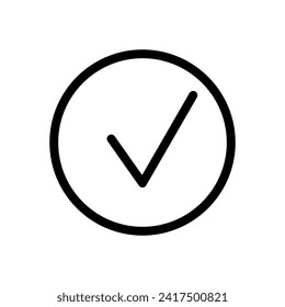 Marca de verificación del icono de la línea negra del vector aislado en fondo blanco