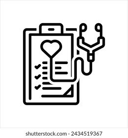 Icono de línea negra vectorial para chequeo