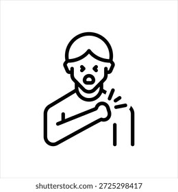 Icono de línea negra de Vector para el dolor de pecho