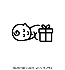 Vector black line icon for child birth package