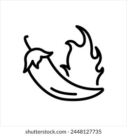 Vector black line icon for chilli pepper