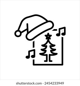 Vector black line icon for christmas carols