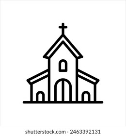 Vector black line icon for church