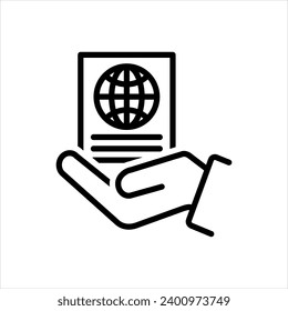 Vector black line icon for citizenship 