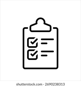 Vector black line icon for clipboard