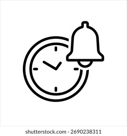 Vector black line icon for clock