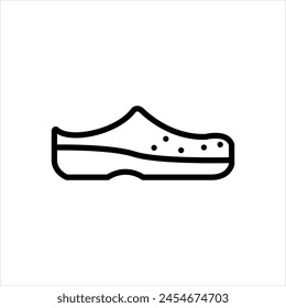 Vector black line icon for clogs 