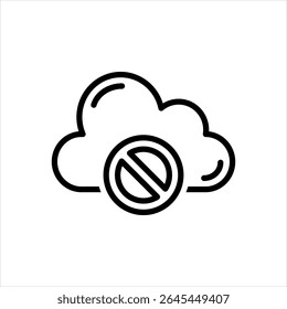 Ícone de linha preta vetorial para nuvem desativada