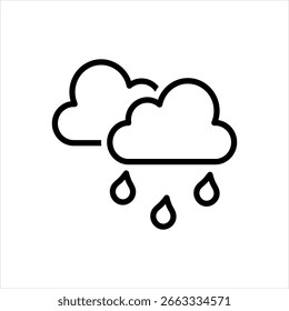Vector black line icon for cloud with rain
