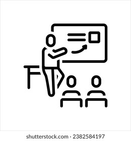 Icono de línea negra del vector para el entrenamiento