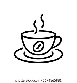 Icono de línea negra de Vector para café